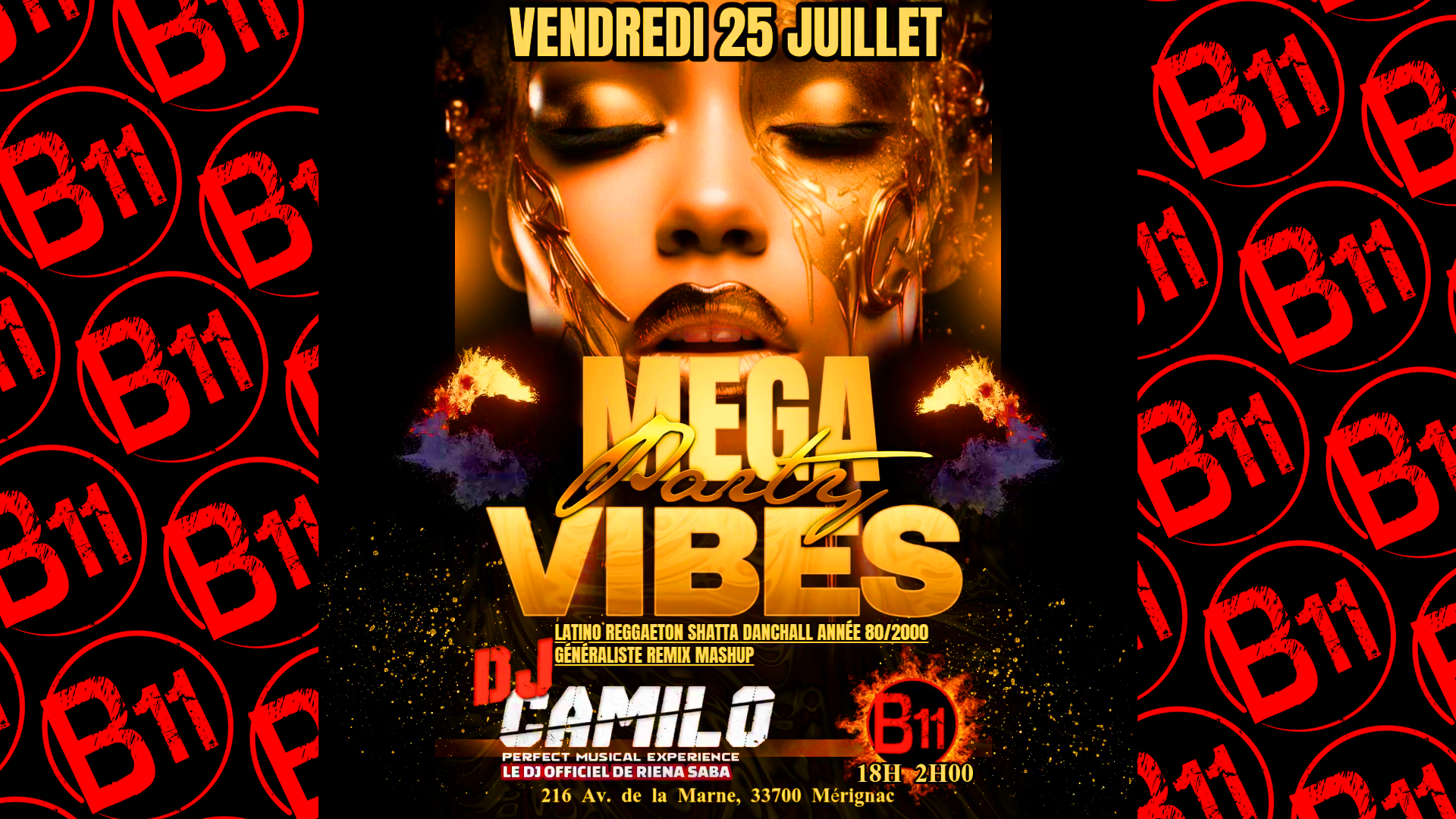 Affiche de soirée à thème au bar Bodega à Mérignac, près de Bordeaux, pour une soirée festive avec ambiance et animations pour de belles rencontres à partager.