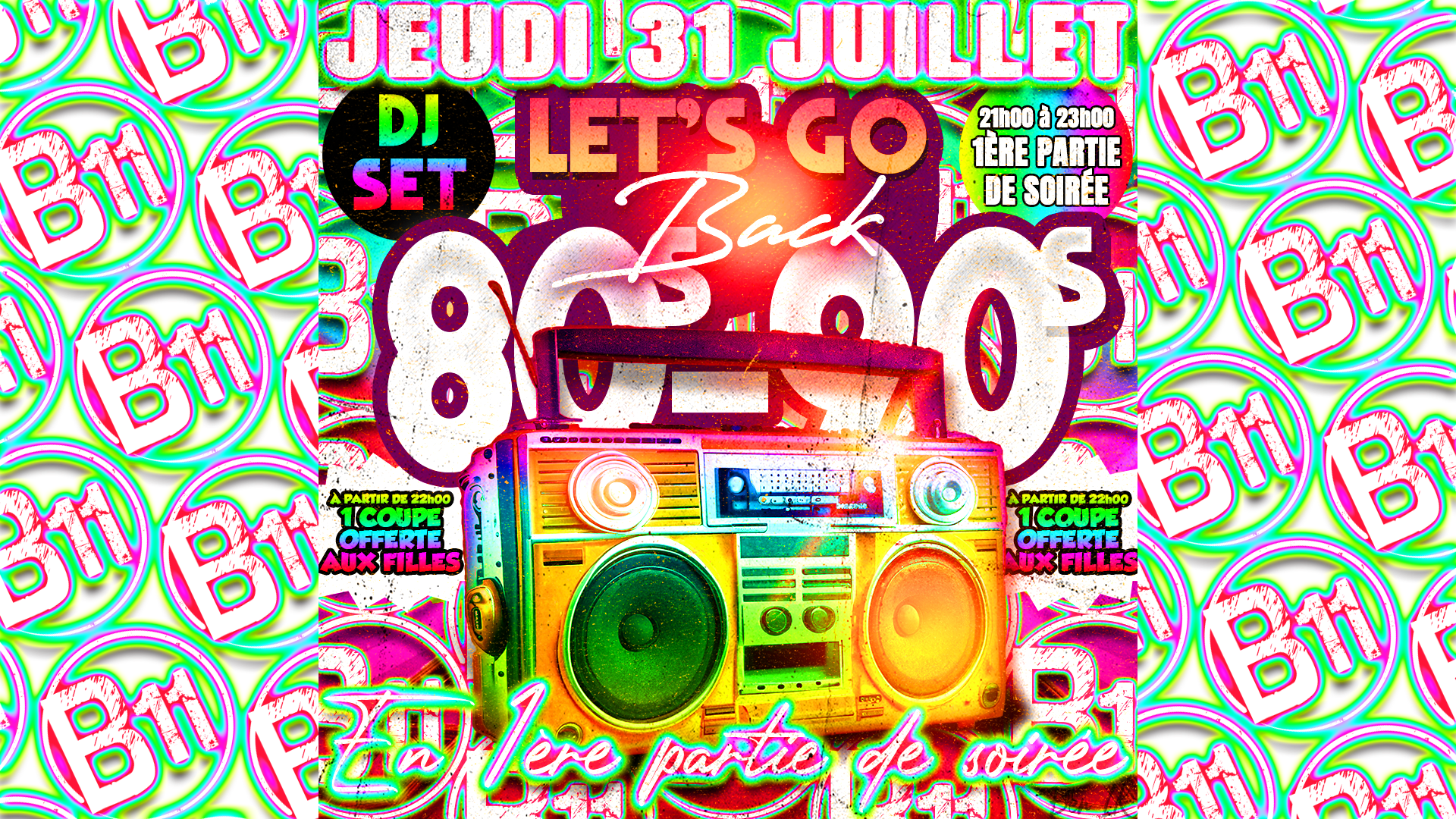 Affiche de soirée à thème au bar Bodega à Mérignac, près de Bordeaux, pour une soirée festive avec ambiance et animations pour de belles rencontres à partager.