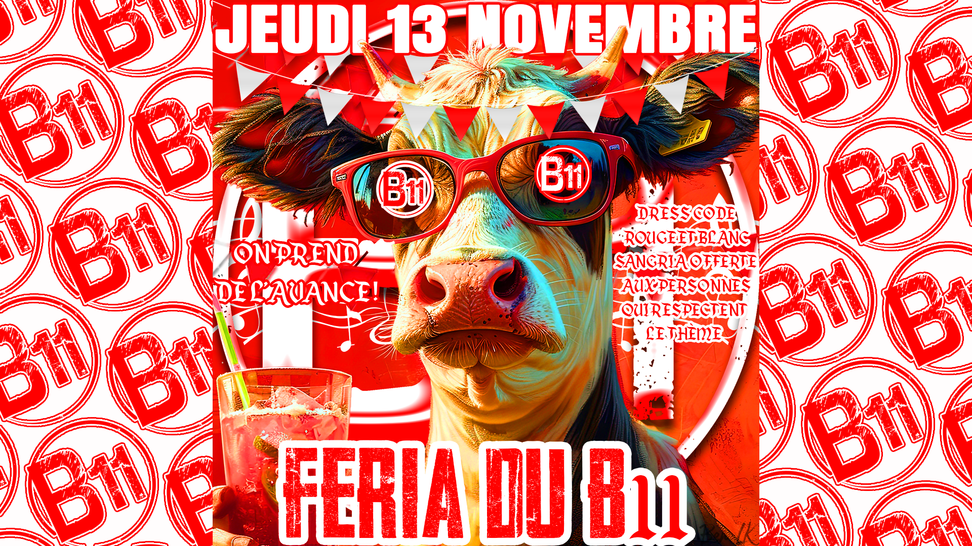 Affiche de soirée à thème au bar Bodega à Mérignac, près de Bordeaux, pour une soirée festive avec ambiance et animations pour de belles rencontres à partager.