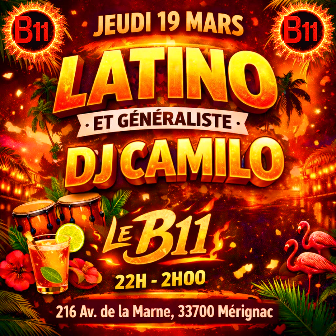 Affiche de soirée à thème au bar Bodega à Mérignac, près de Bordeaux, pour une soirée festive avec ambiance et animations pour de belles rencontres à partager.